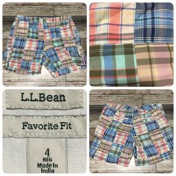LL Bean Favorite Fit Patchwork Madras Plaid Shorts Women’s 4 (Inseam 6) Casual - Picture 1 of 9